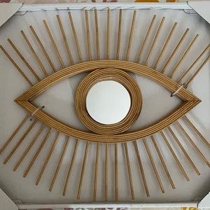 Natural Brown Eye-Shaped Wall Mirror